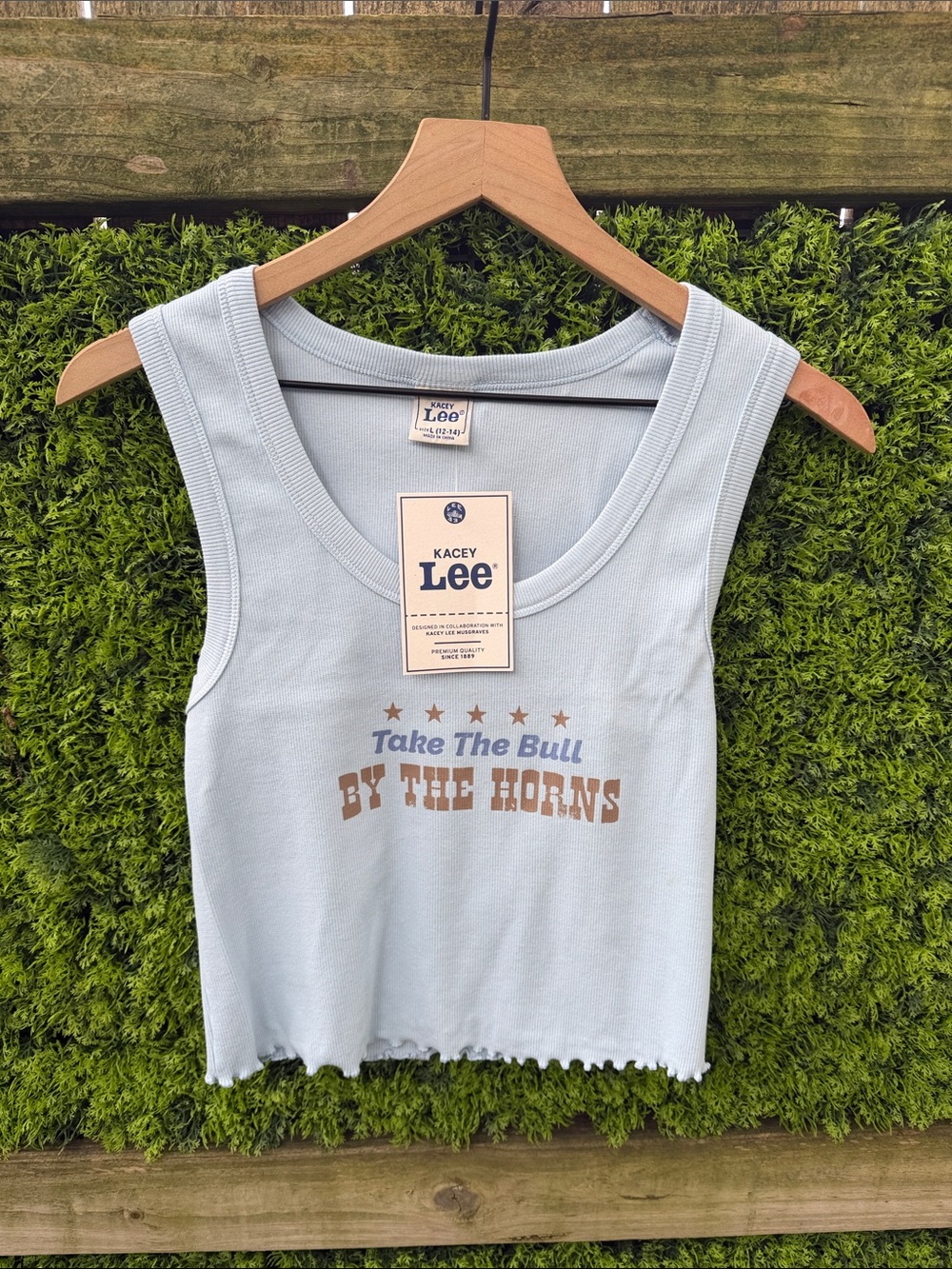 Light Blue Graphic Tank Top - 'Take The Bull By The Horns'